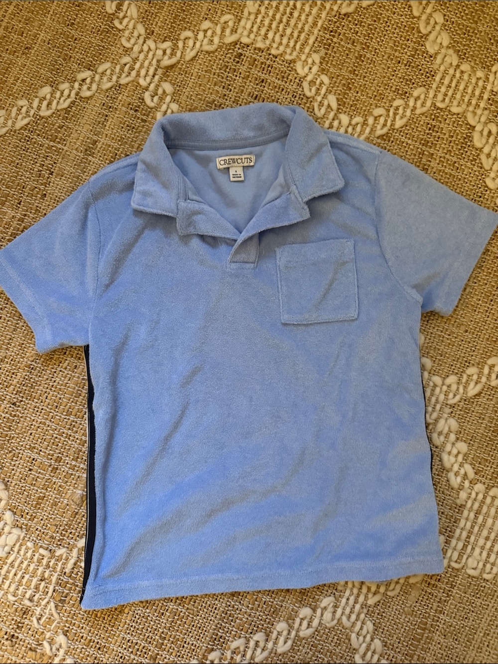 Crewcuts Boys Light Blue Terry Polo with Chest Pocket size 5